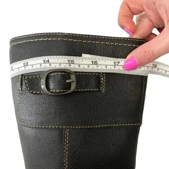 BORN Leather Riding Boots Tall Knee High Equestrian Buckle Black Size 6.5 EU37 - Picture 9 of 16